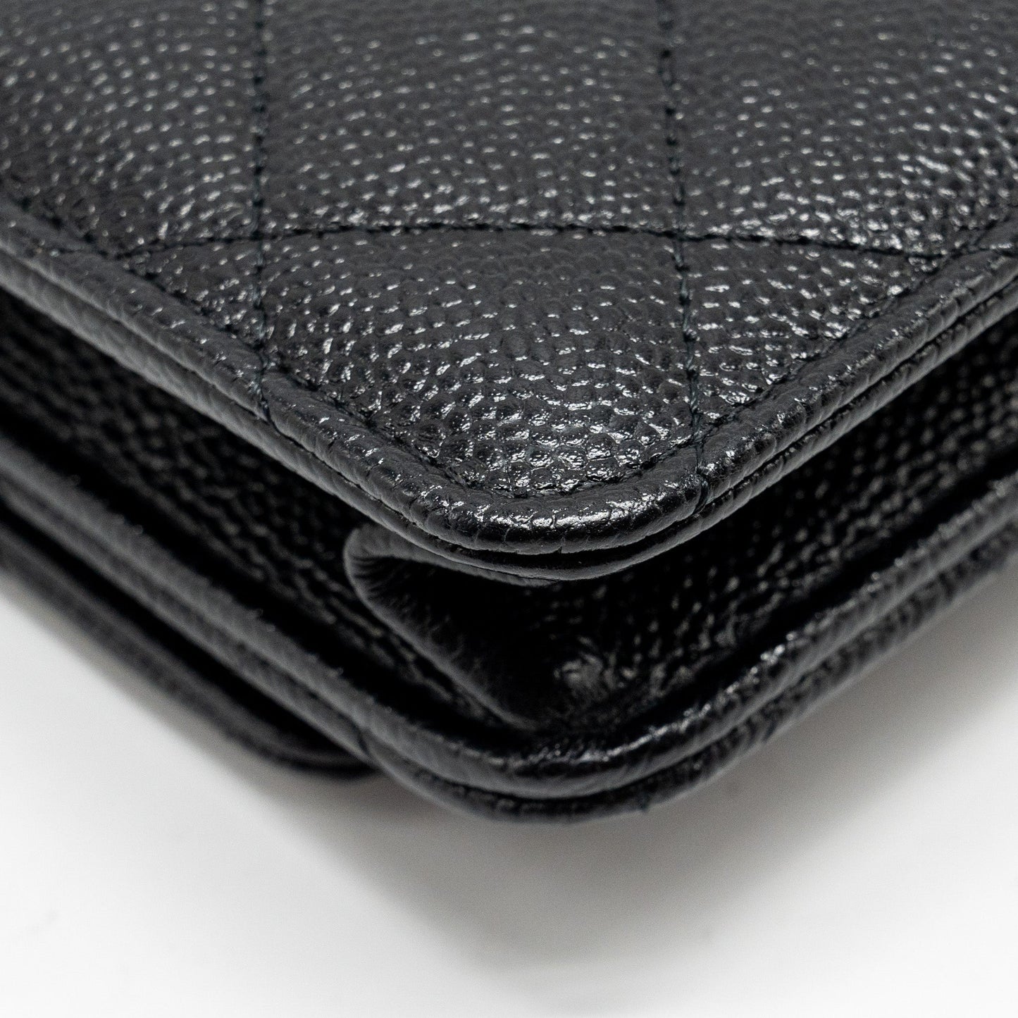 Chanel Detailed CC Logo Wallet on Chain Caviar Black  (Microchip)