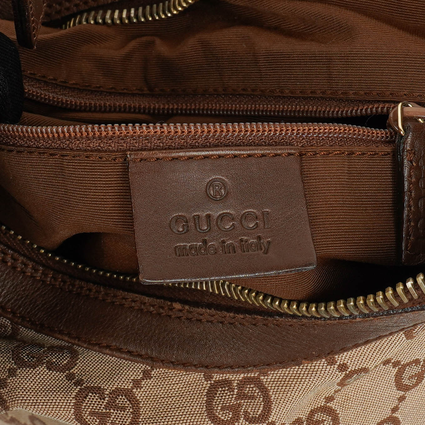 Gucci Monogram Canvas and Leather Hobo Shoulder Bag