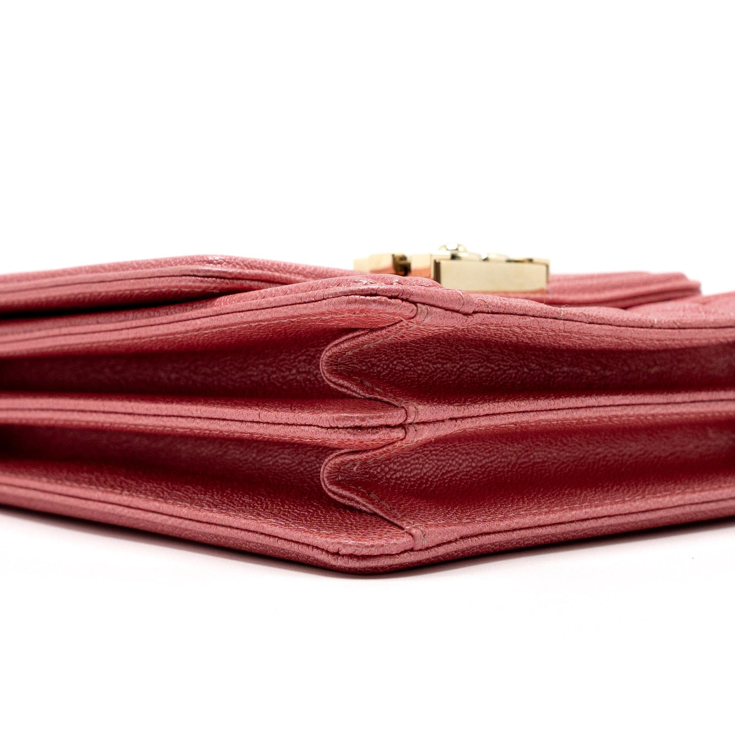 Chanel Vertical Boy Bag Metallic Grained Calfskin Pink L