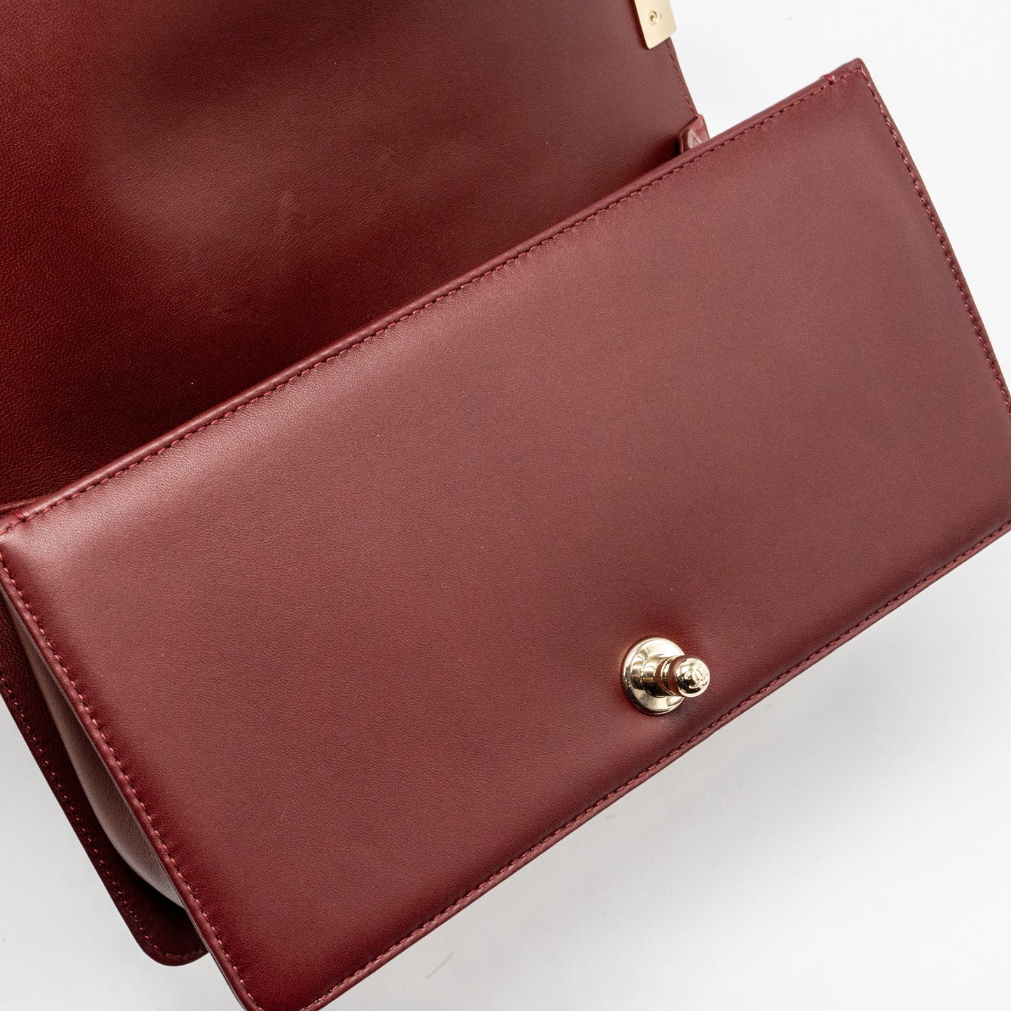 Chanel Medium Boy Bag Lambskin Dark Red L