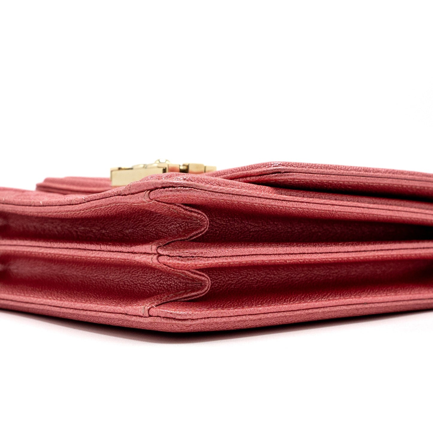 Chanel Vertical Boy Bag Metallic Grained Calfskin Pink L