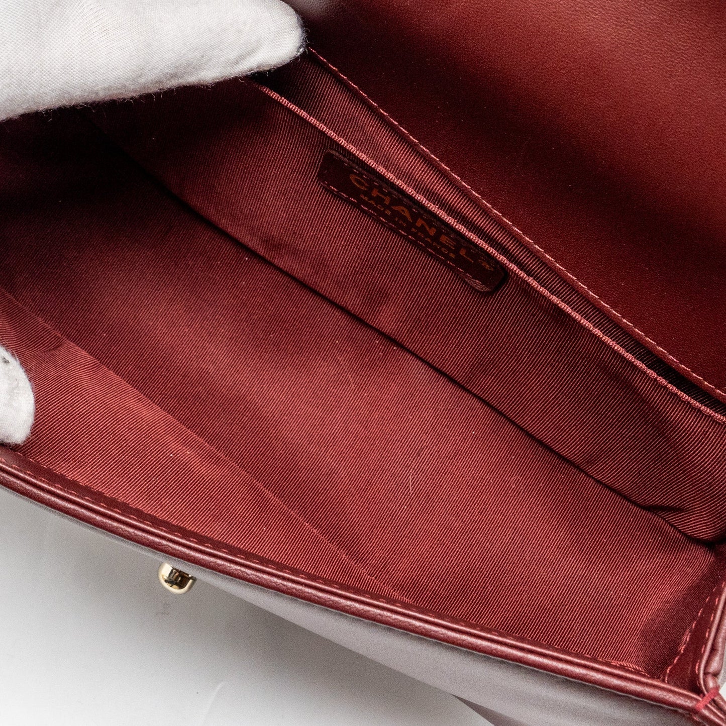 Chanel Medium Boy Bag Lambskin Dark Red L
