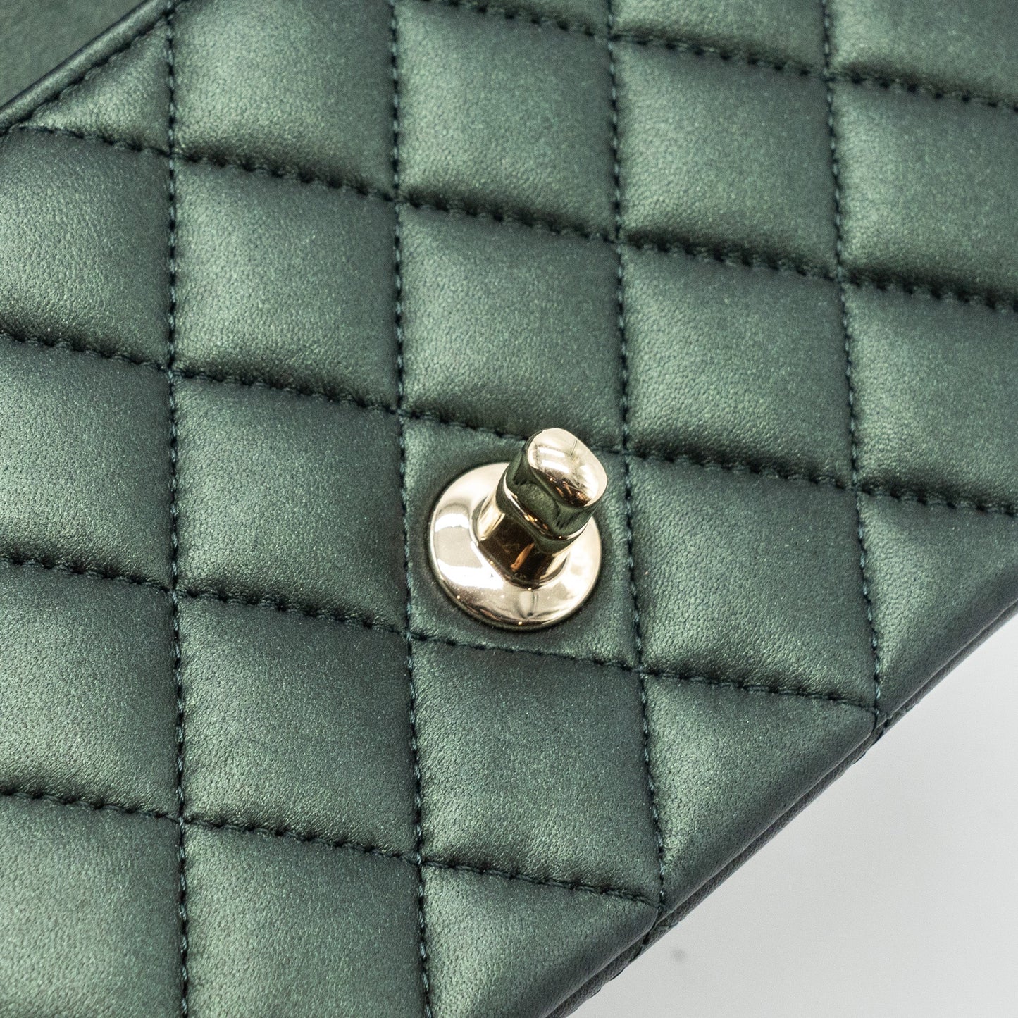 Chanel Top Handle Mini Rectangular Flap Bag Lambskin Dark Green L (microchip)