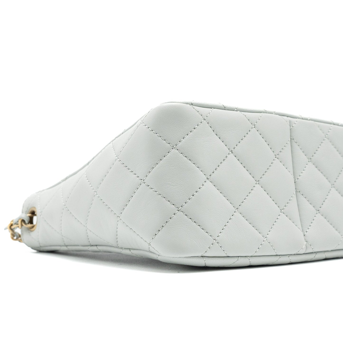 Chanel Pearl Crush Hobo Bag Lambskin Light Grey Brushed  (Microchip)