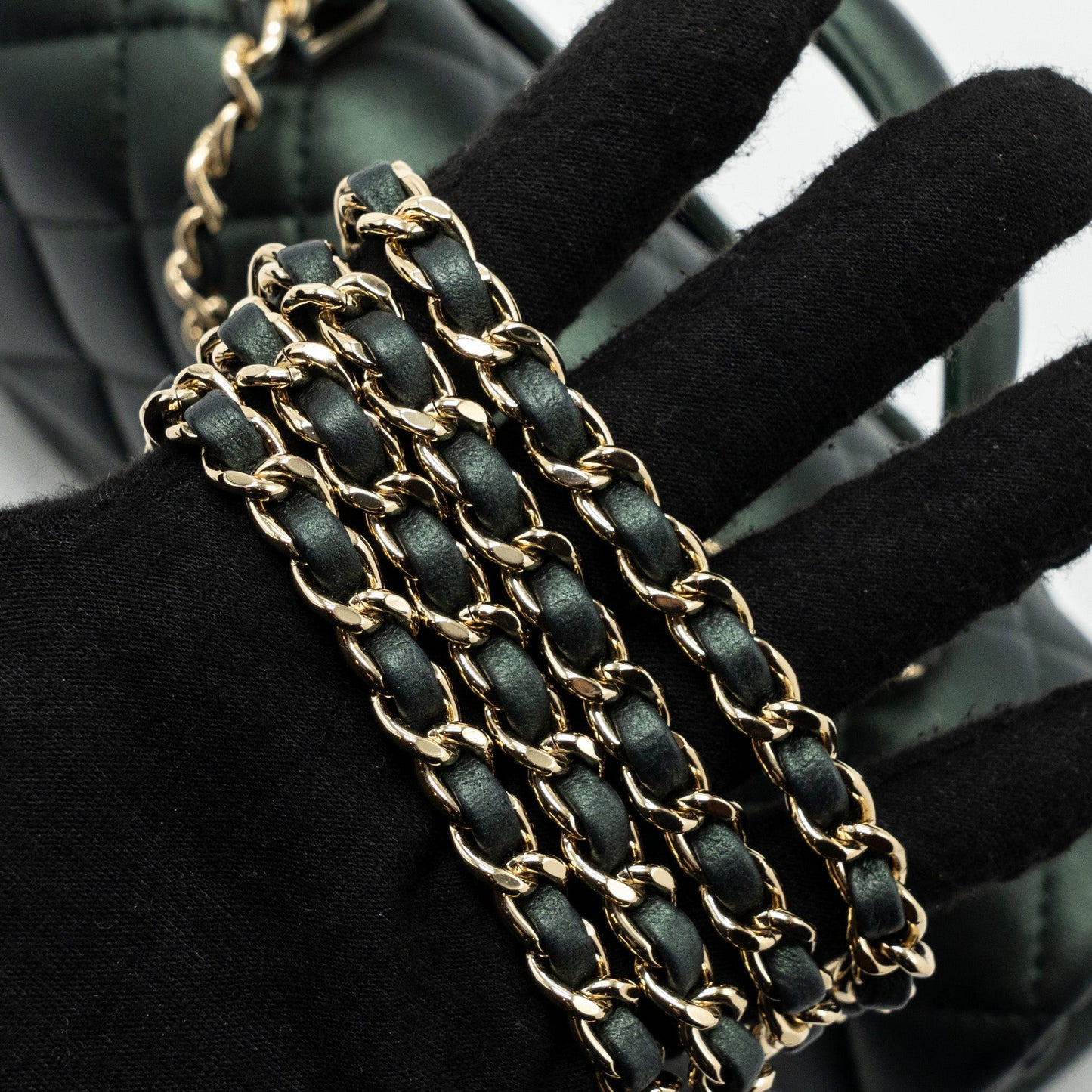 Chanel Top Handle Mini Rectangular Flap Bag Lambskin Dark Green L (microchip)