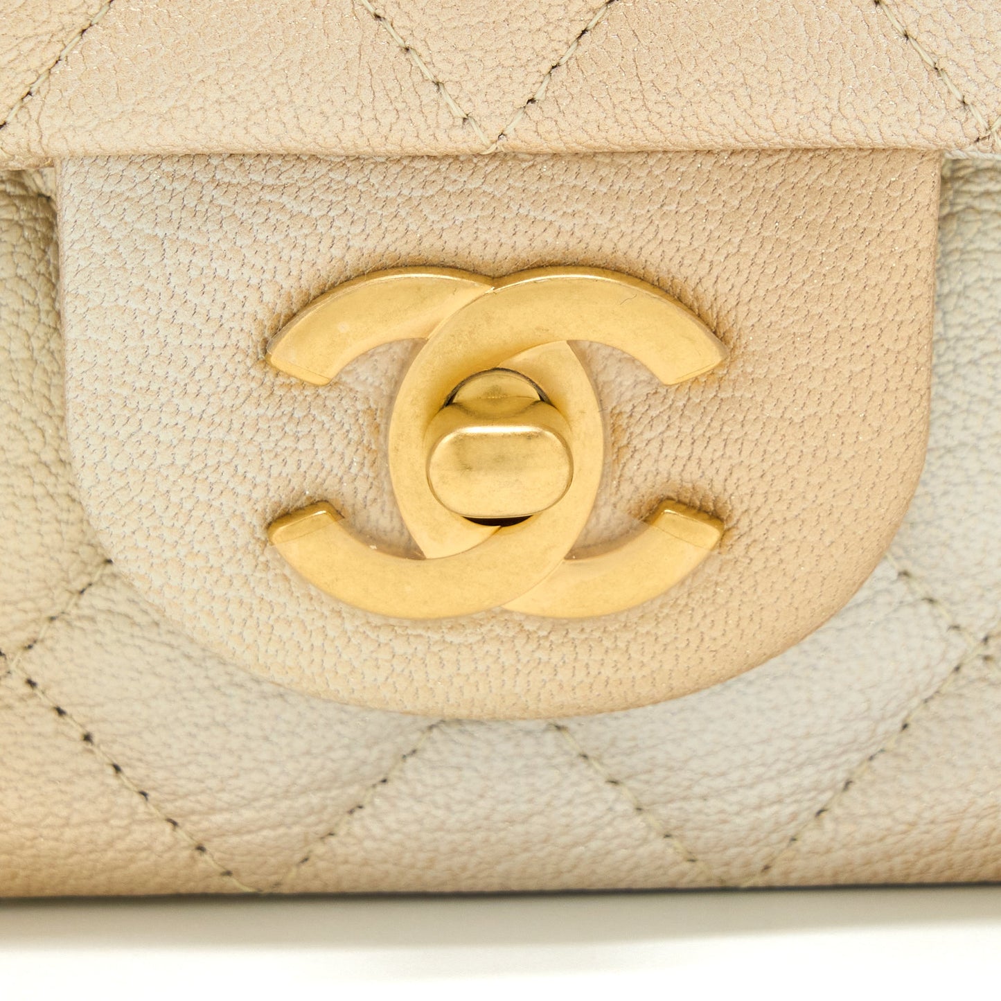 Chanel 22C Mini Rectangular Flap Bag Goatskin Ombre Beige Brushed
