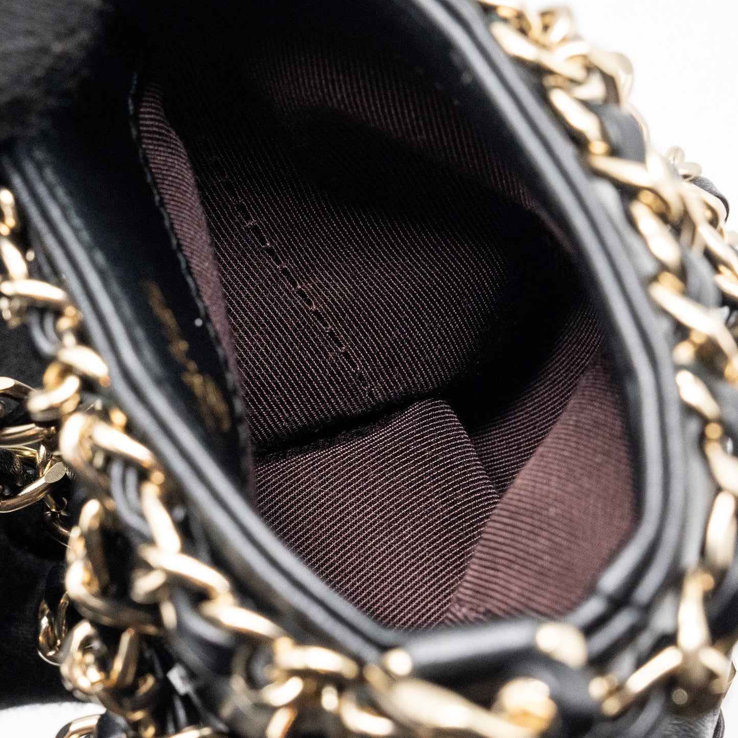 Chanel Gold Clutch O Chain Phone Holder Lambskin Black L