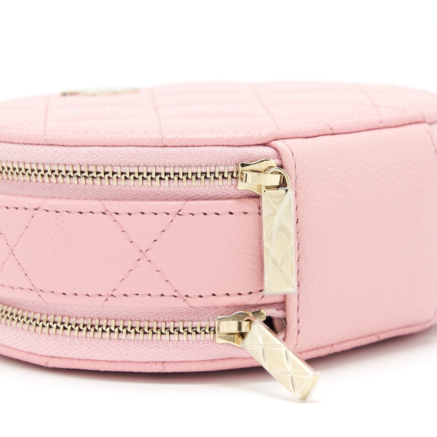 Chanel 22C Mini Round Purse Vanity Caviar Light Pink L