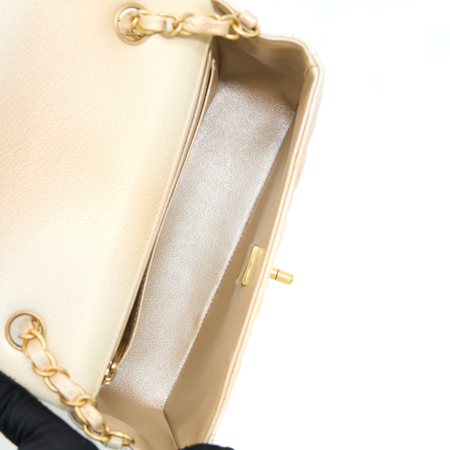Chanel 22C Mini Rectangular Flap Bag Goatskin Ombre Beige Brushed