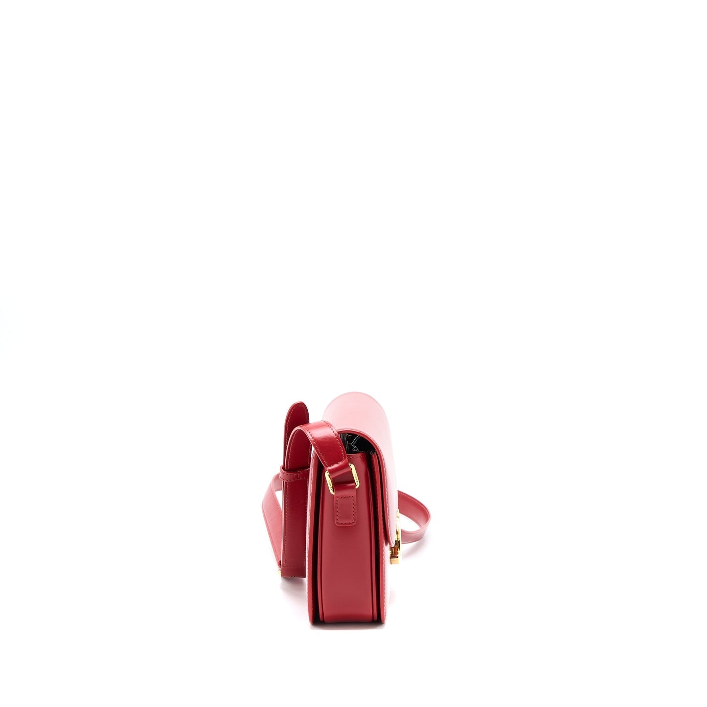 Celine Medium Classique Triomphe Purse Shiny Calfskin Red