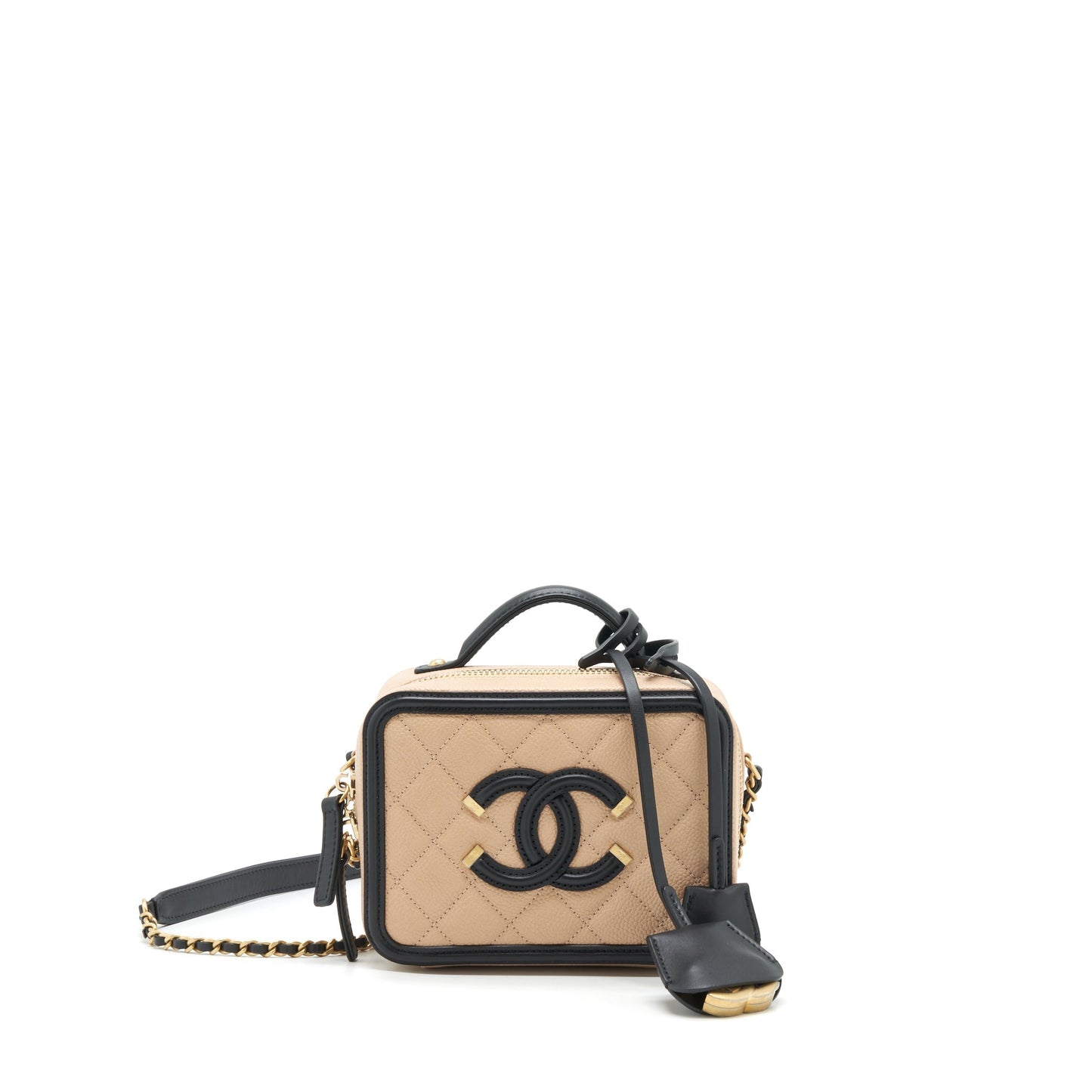 Chanel Mini Vanity Filigree Caviar Beige / Black L