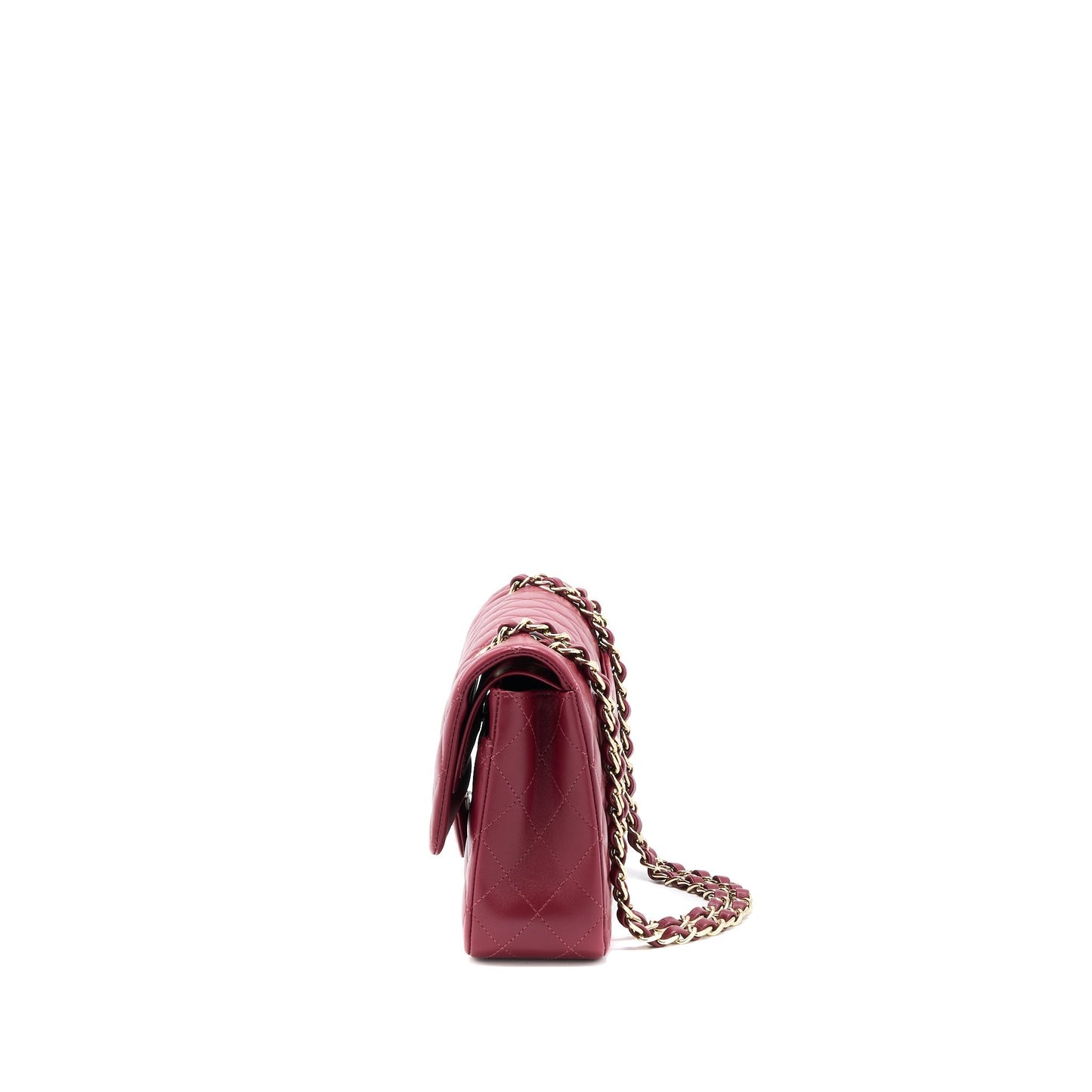 Chanel Medium Classic Flap Bag Lambskin Dark Red L (Microchip)