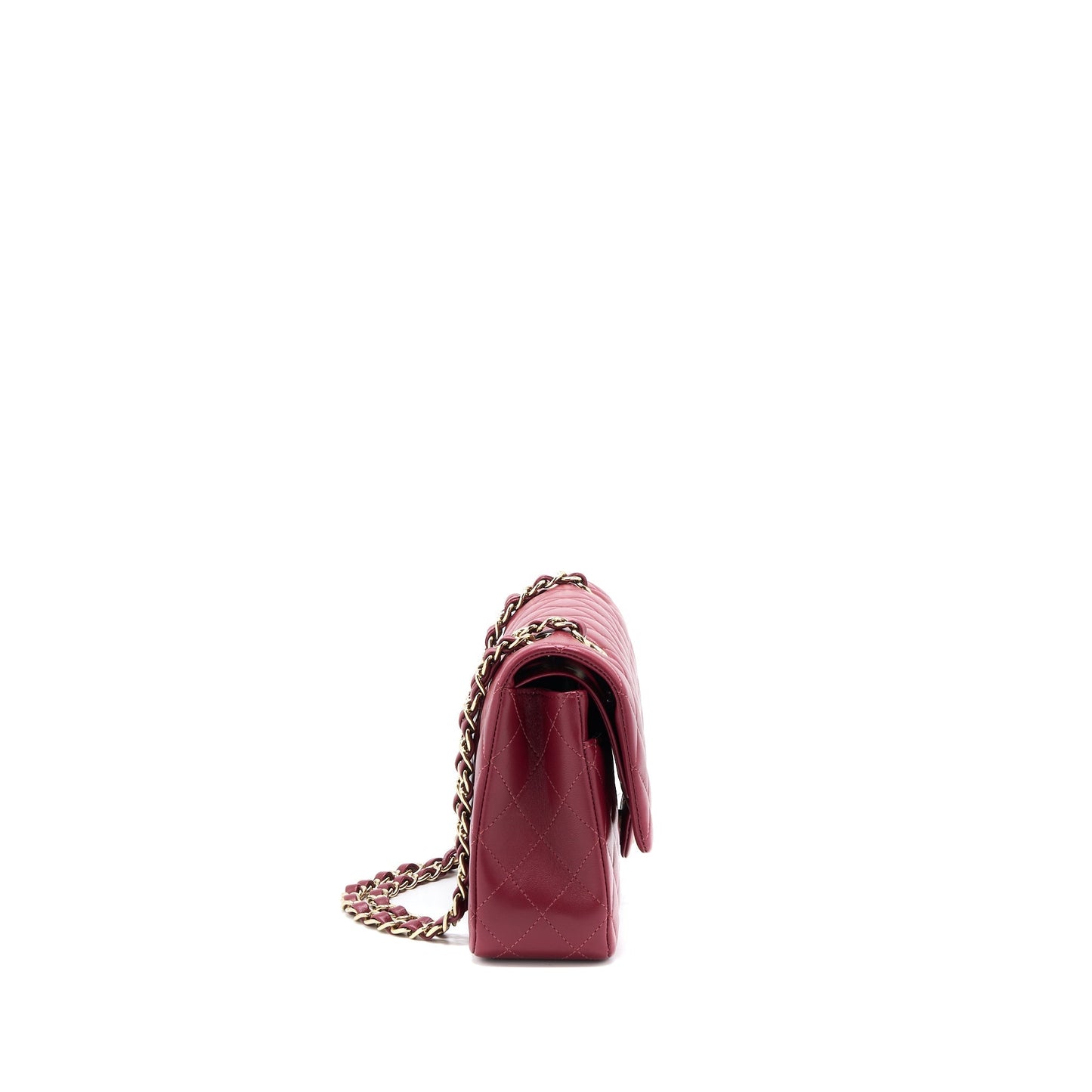 Chanel Medium Classic Flap Bag Lambskin Dark Red L (Microchip)