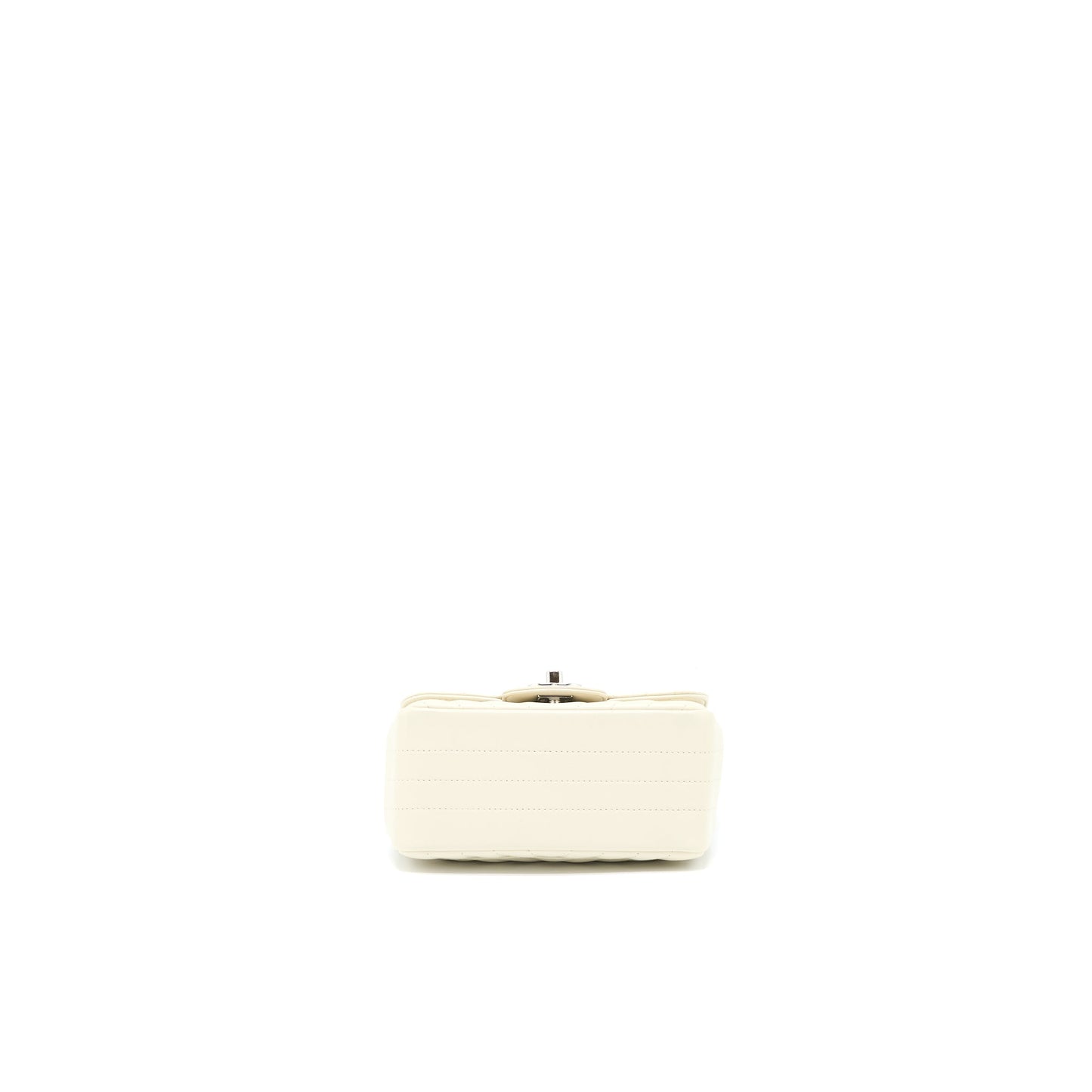 Chanel 21c Mini Square Flap Bag Chevron Lambskin Beige