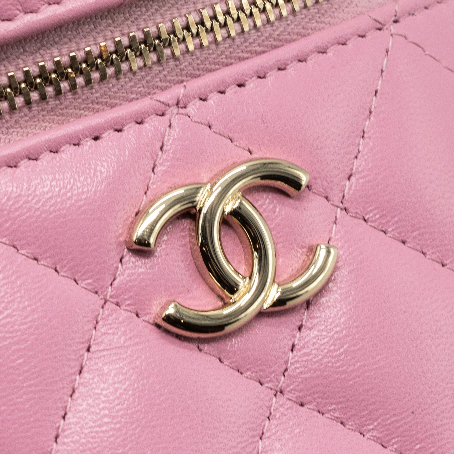 Chanel Top Handle Vanity Case Lambskin Pink L