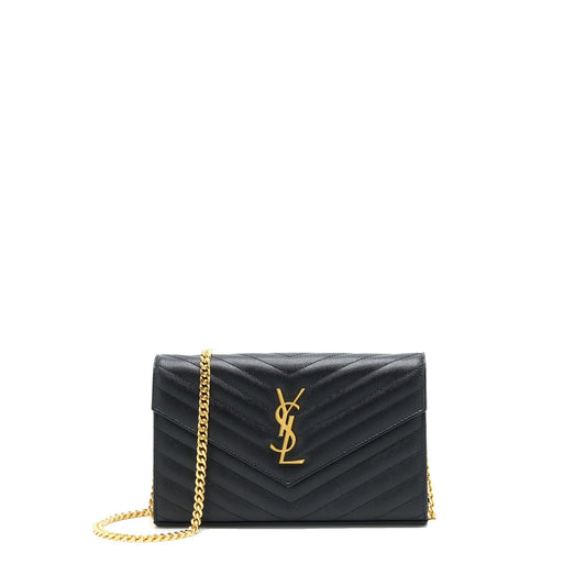 Saint laurent Envelope Chain Crossbody Purse Grained CalfSkin black