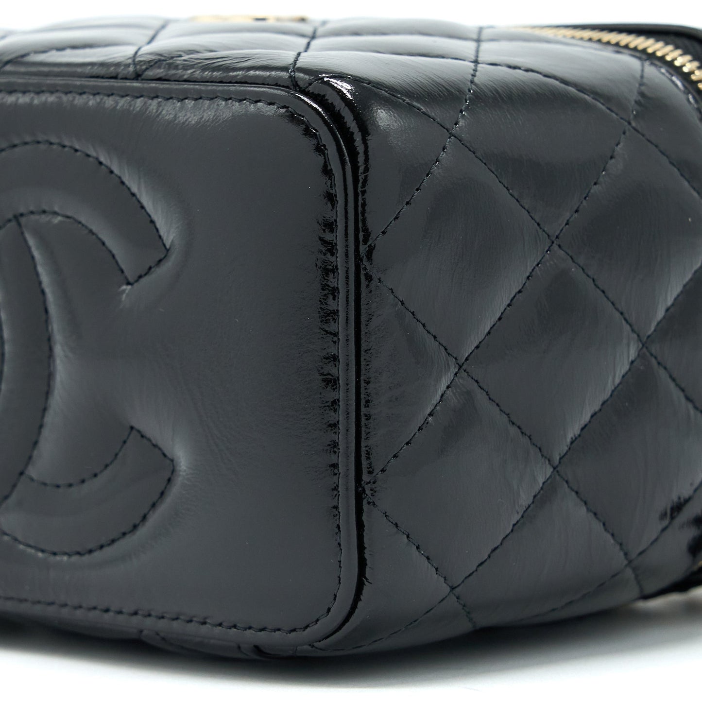 Chanel Vanity Case Glazed Lambskin Black L