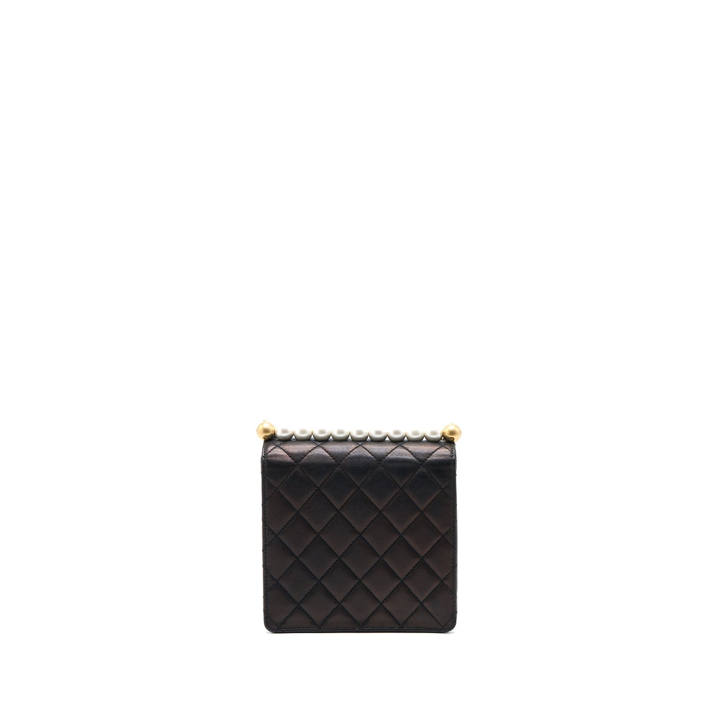Chanel Vertical Pearl Flap Bag Goatskin Black Brushed