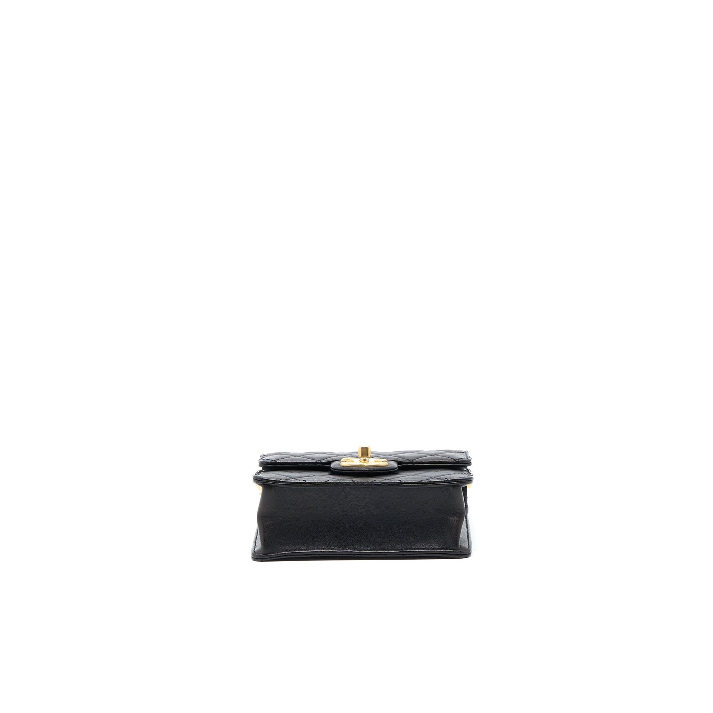 Chanel Vertical Pearl Flap Bag Goatskin Black Brushed
