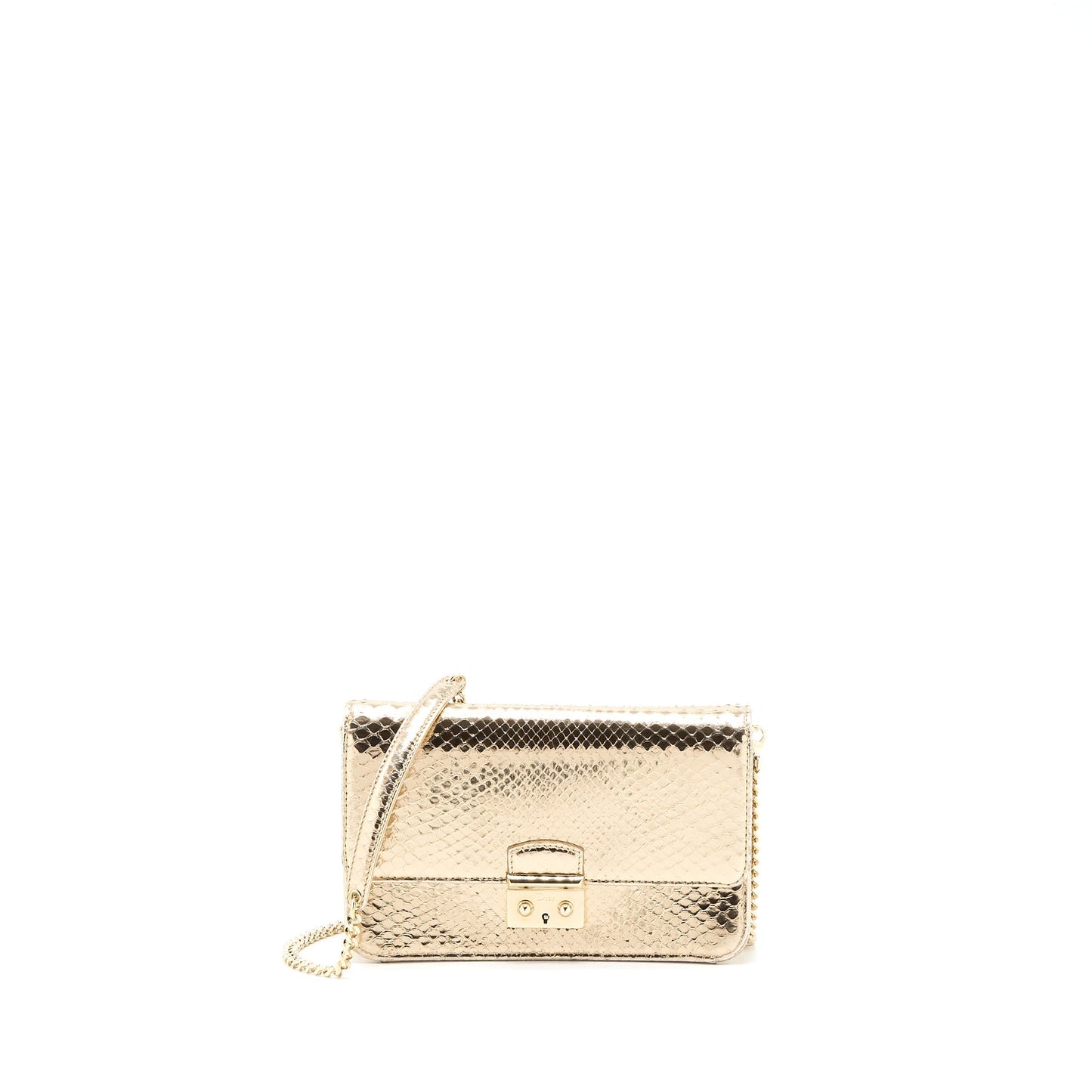 Dior Flap Purse with Chain Python Gold