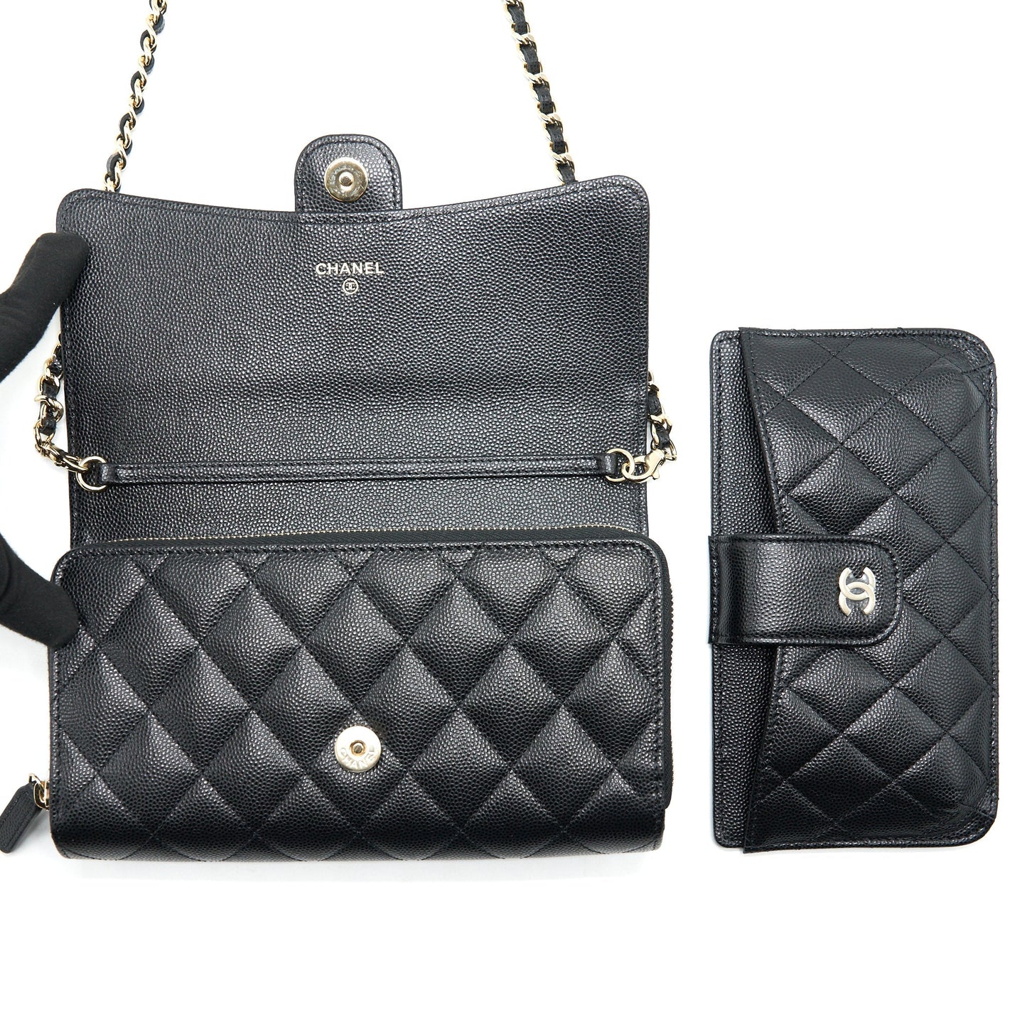 Chanel 22C 3 in 1 Wallet on Chain Caviar Black L