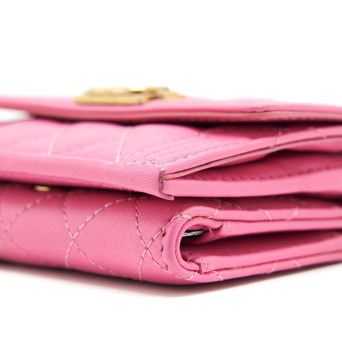 Chanel Boy Small Wallet Pink Brushed Lambskin