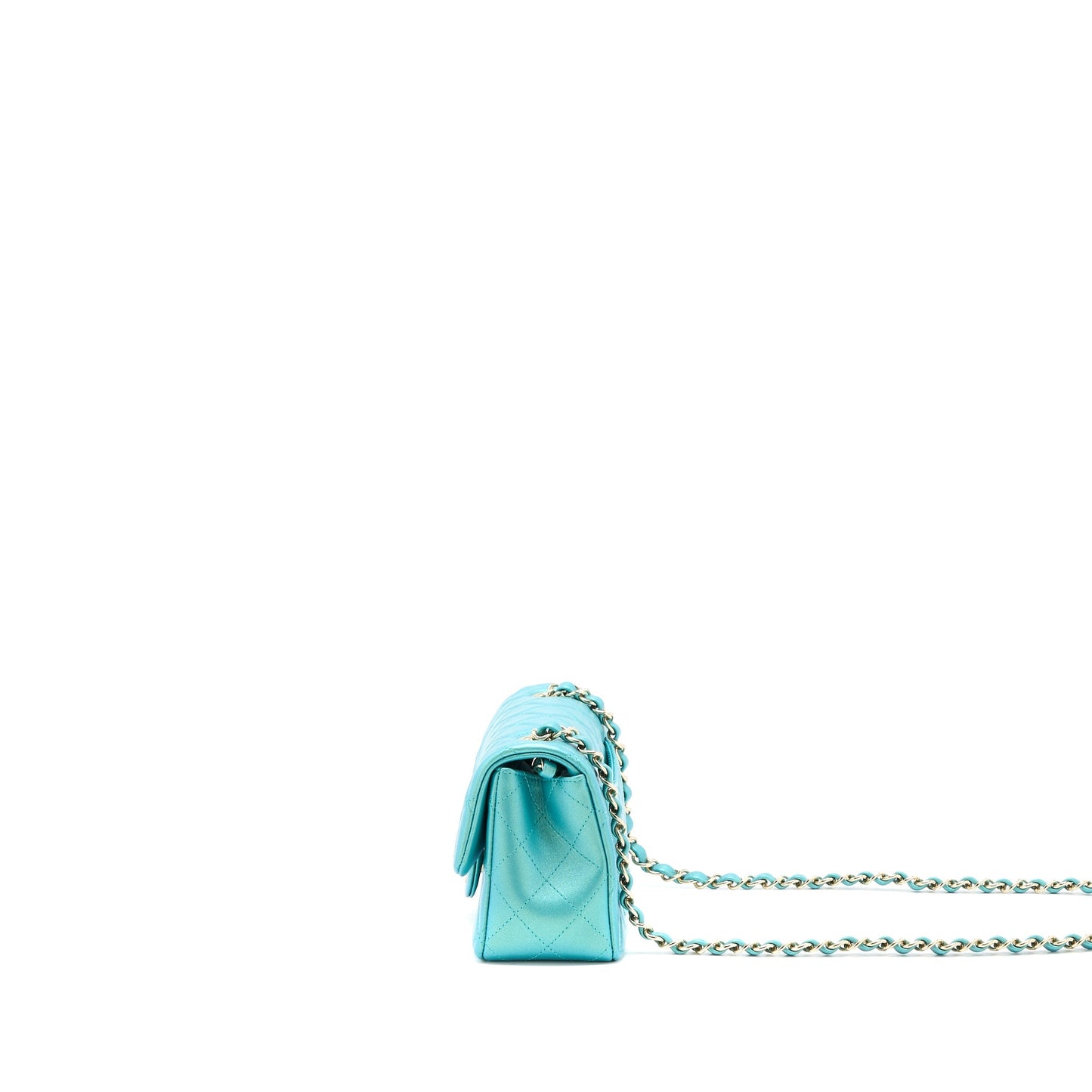 Chanel 21S Mini Rectangular Flap Bag Calfskin Iridescent Green L