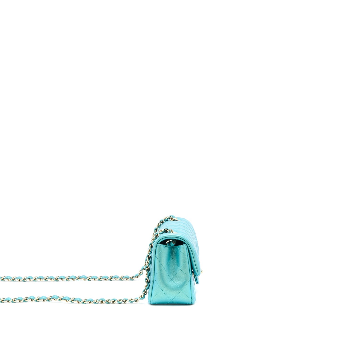 Chanel 21S Mini Rectangular Flap Bag Calfskin Iridescent Green L