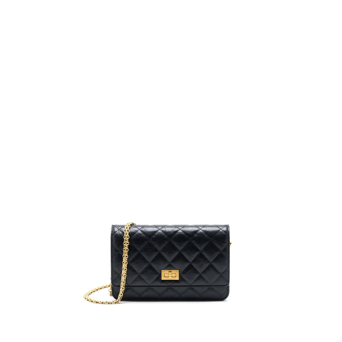 Chanel 2.55 Reissue Wallet on Chain Aged Calfskin Black Brushed  (Microchip)