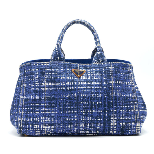 Prada Canvas Shopping Tote Purse Blue