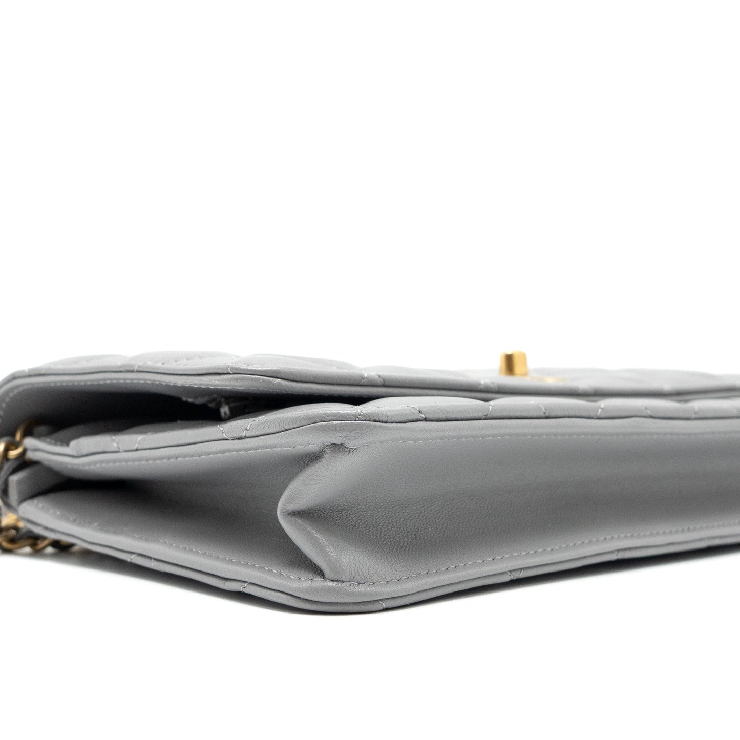 Chanel Pearl Crush Wallet on Chain Lambskin Light Grey Brushed  (Microchip)