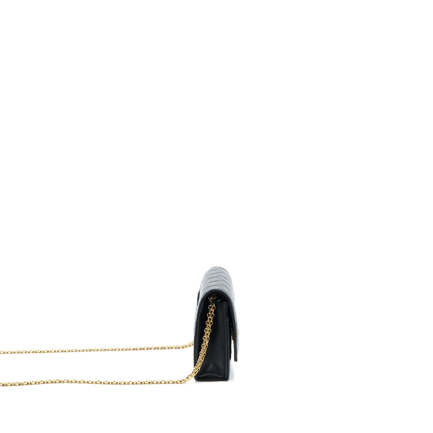 Chanel 2.55 Reissue Wallet on Chain Aged Calfskin Black Brushed  (Microchip)
