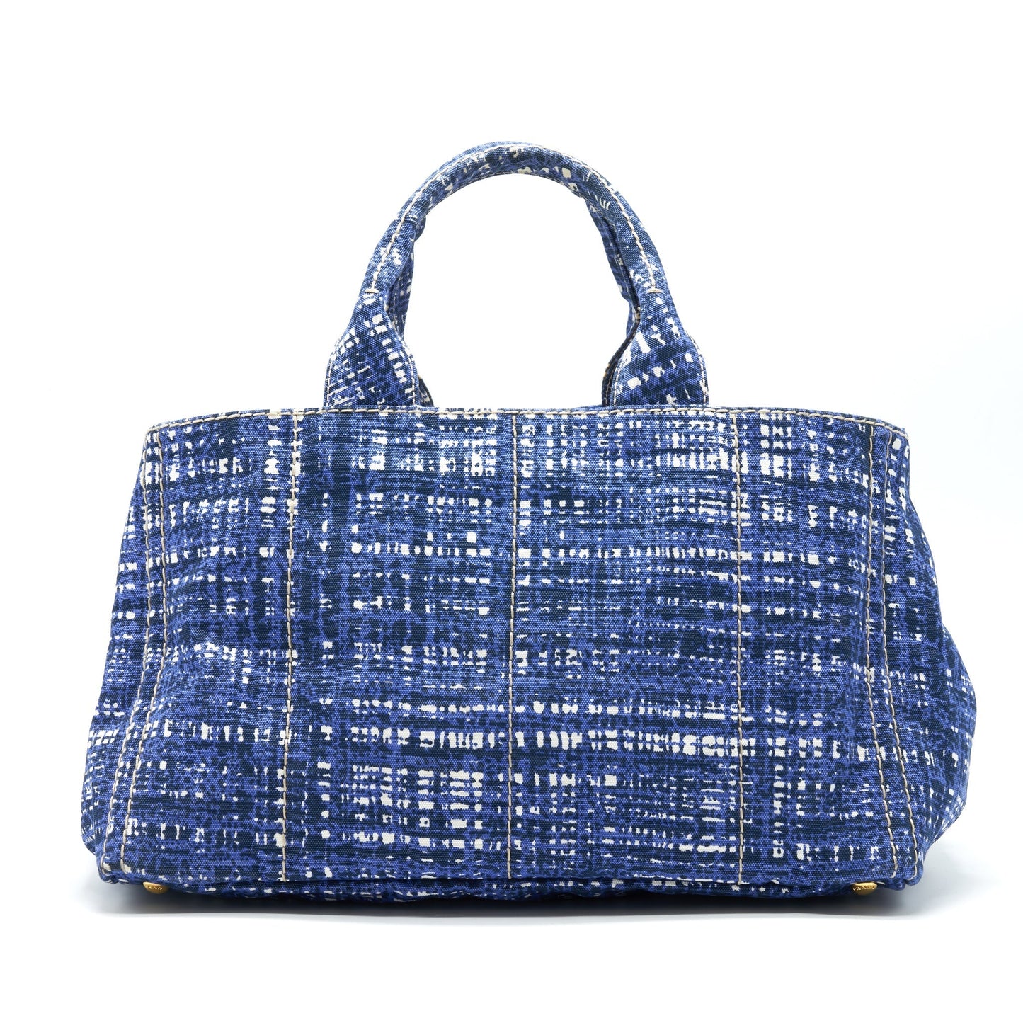 Prada Canvas Shopping Tote Purse Blue