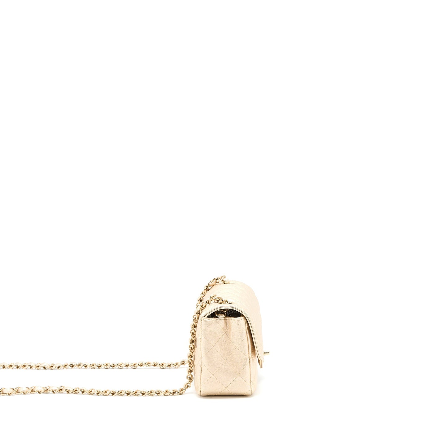 Chanel 21P Mini Rectangular Flap Bag Grained Lambskin Gold L