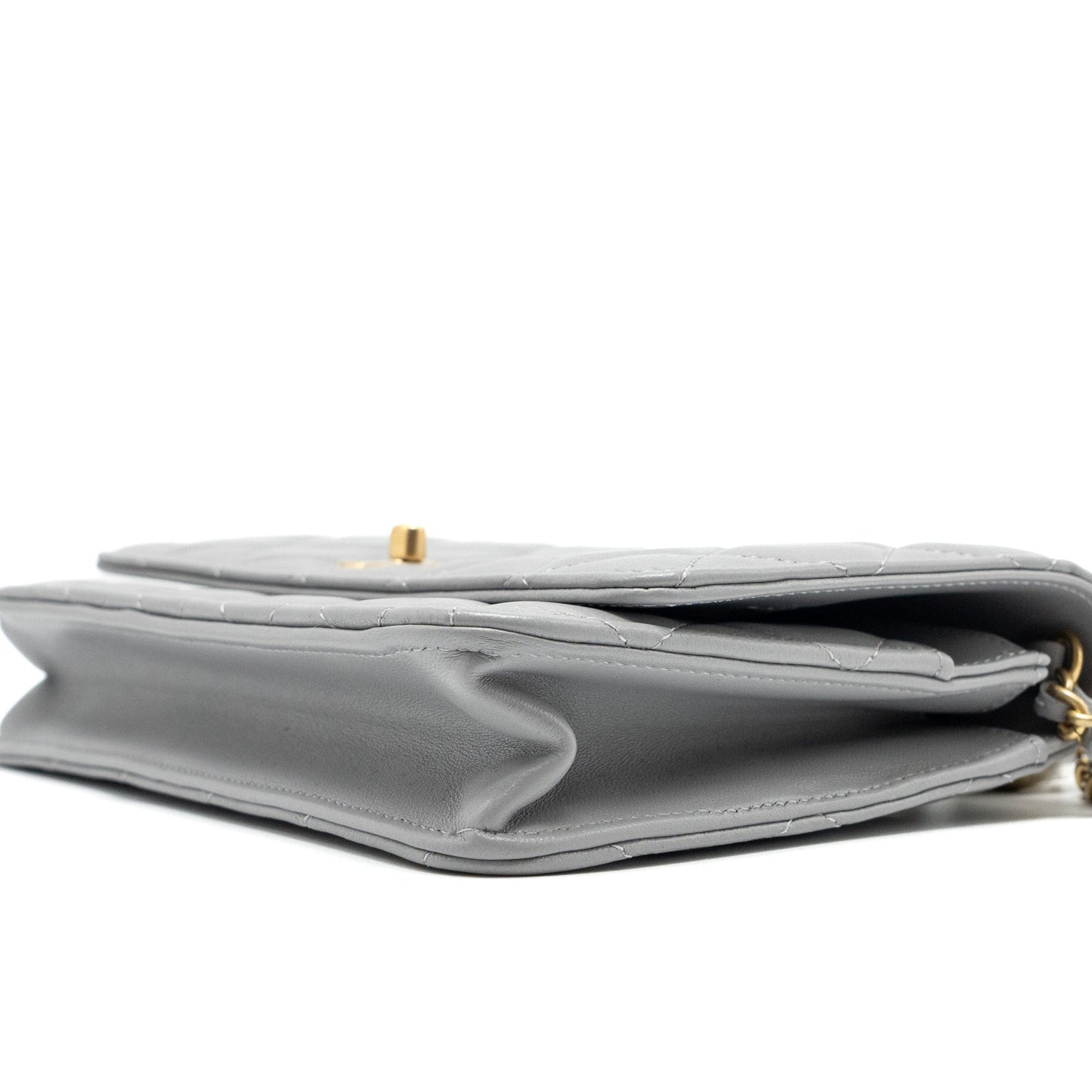 Chanel Pearl Crush Wallet on Chain Lambskin Light Grey Brushed  (Microchip)