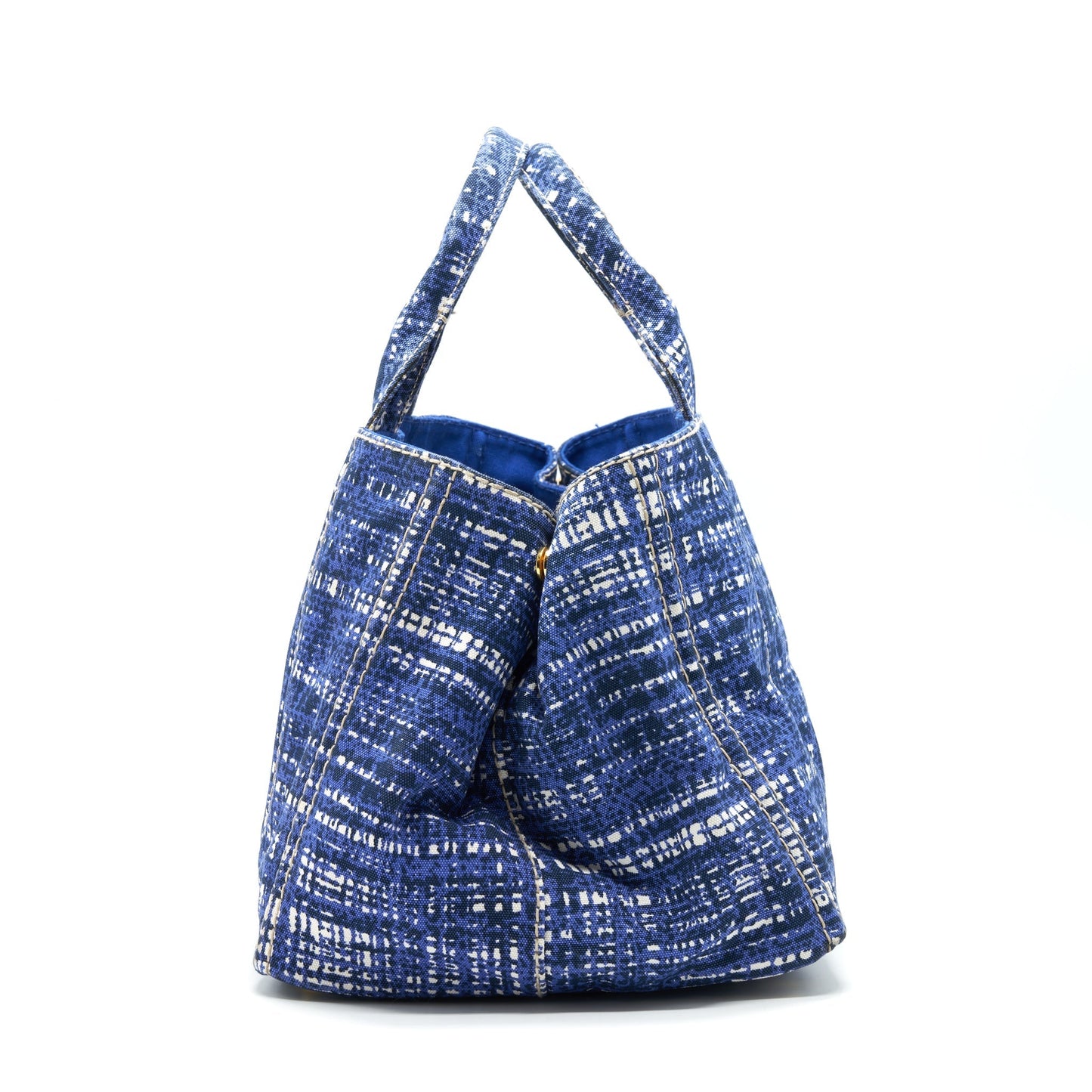 Prada Canvas Shopping Tote Purse Blue
