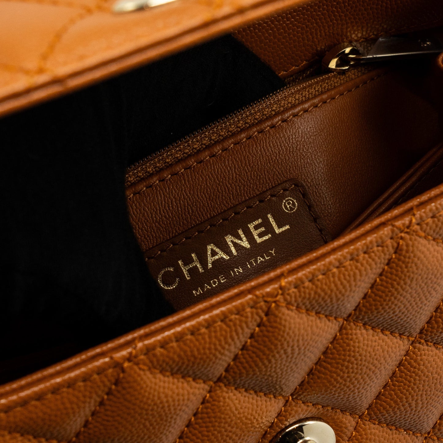 CHANEL SMALL COCO HANDLE CAVIAR CARAMEL  (Microchip)