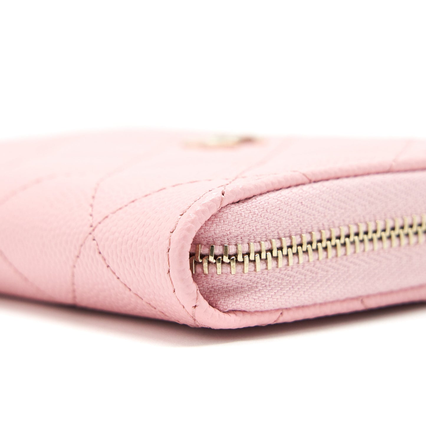 Chanel 22C Zip Cardholder Pink Caviar L