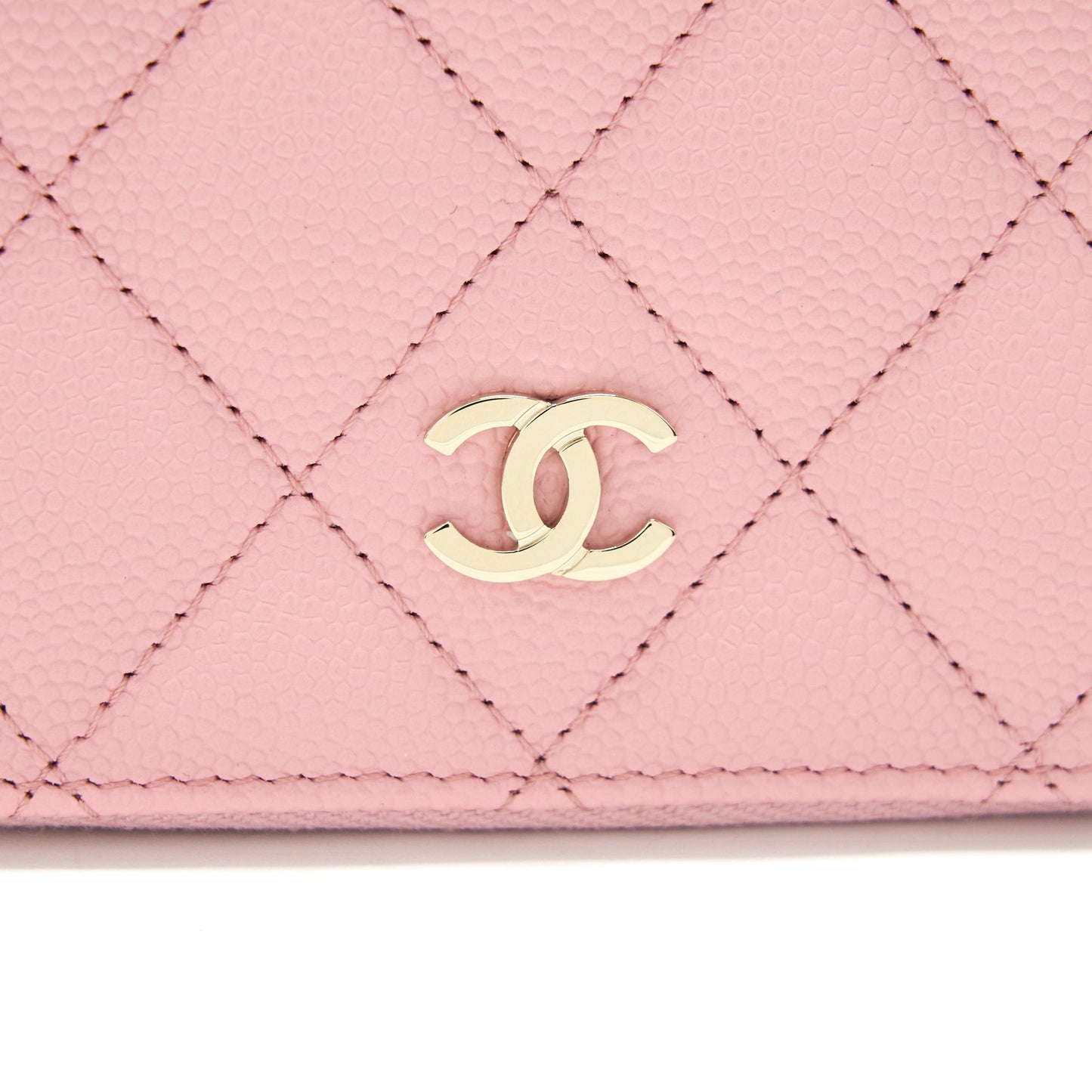 Chanel 22C Zip Cardholder Pink Caviar L