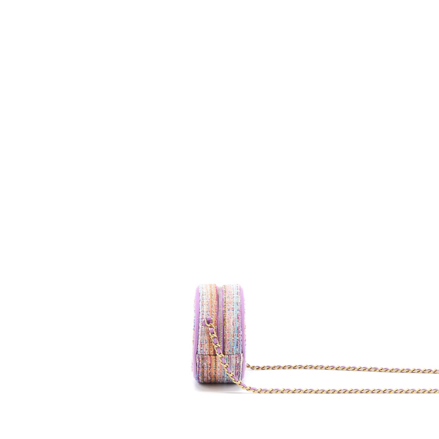 Chanel Round Clutch with Chain Lambskin/Tweed Multicolour