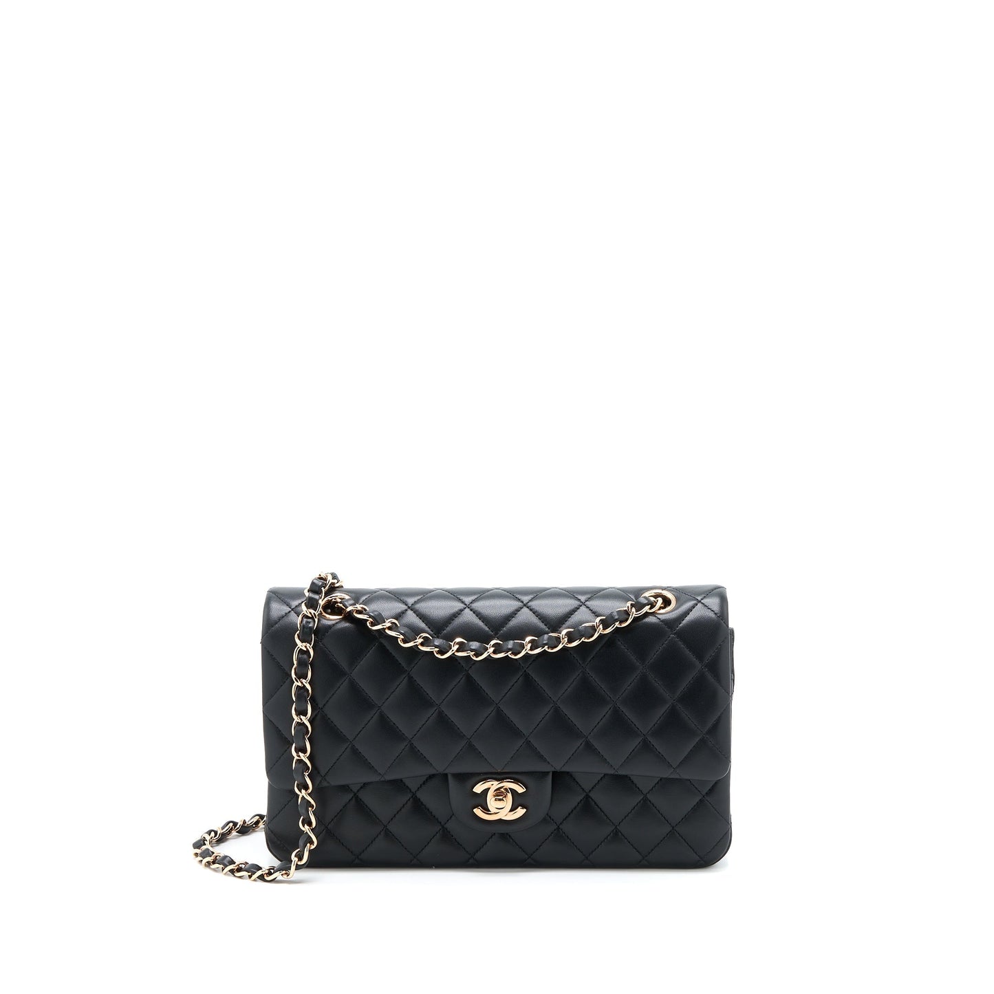 Chanel Medium Classic Flap Bag Lambskin Black R (Microchip)