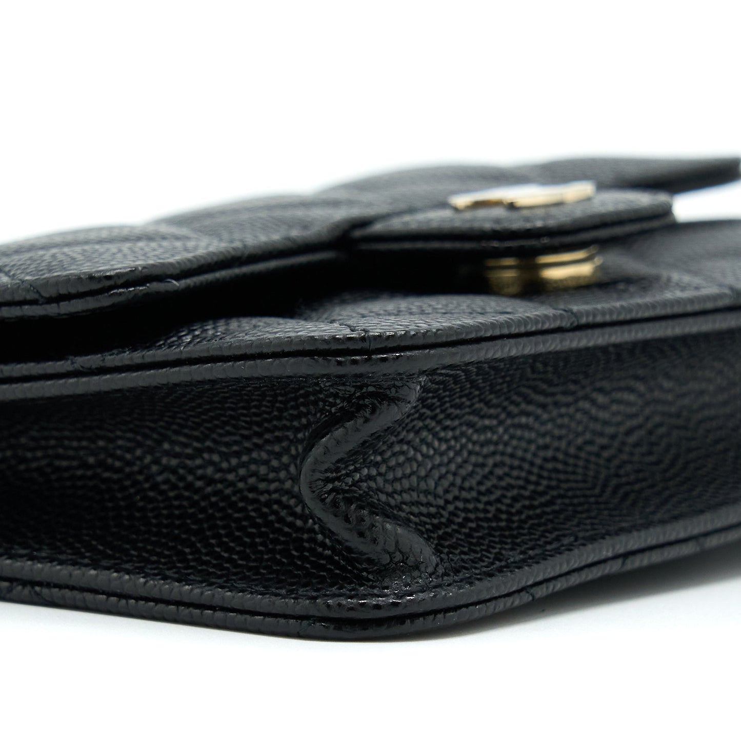 Chanel Mini Flap Card Holder With Chain Caviar Black L