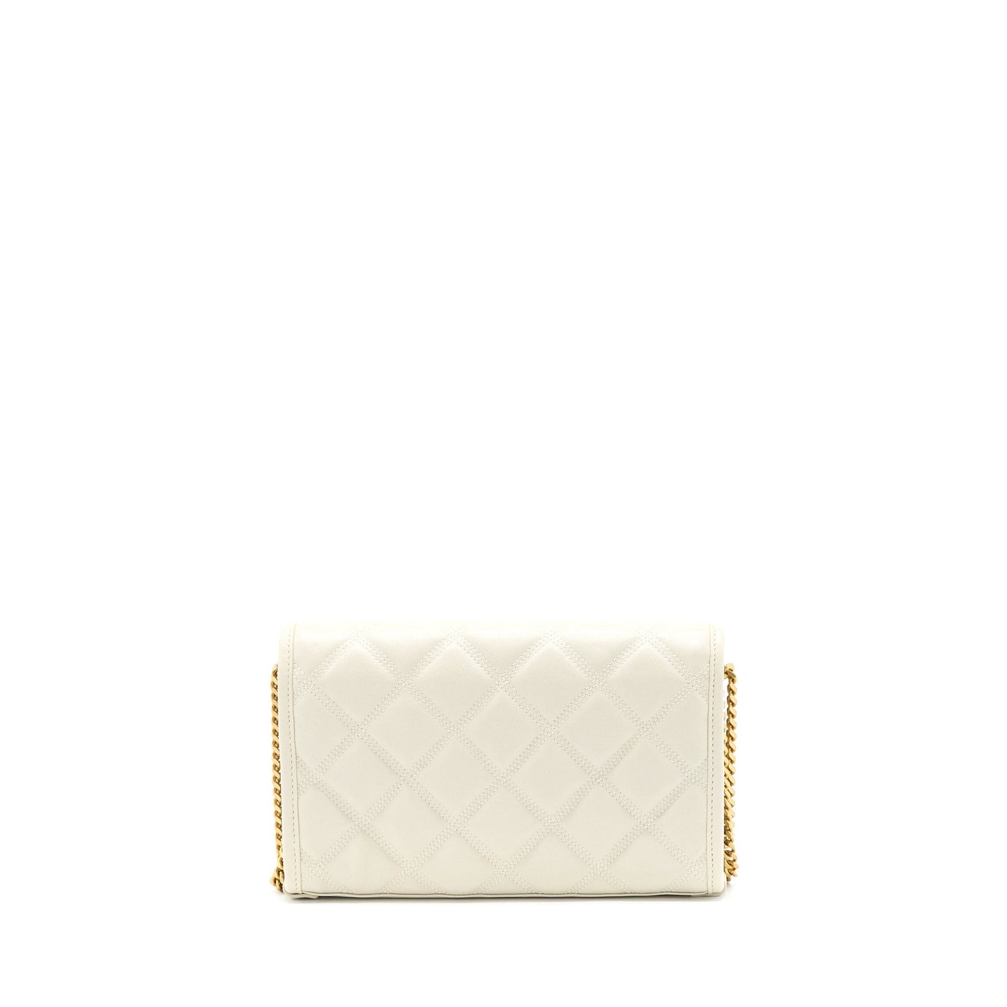 Saint Laurent Becky Quilted Chain Purse White