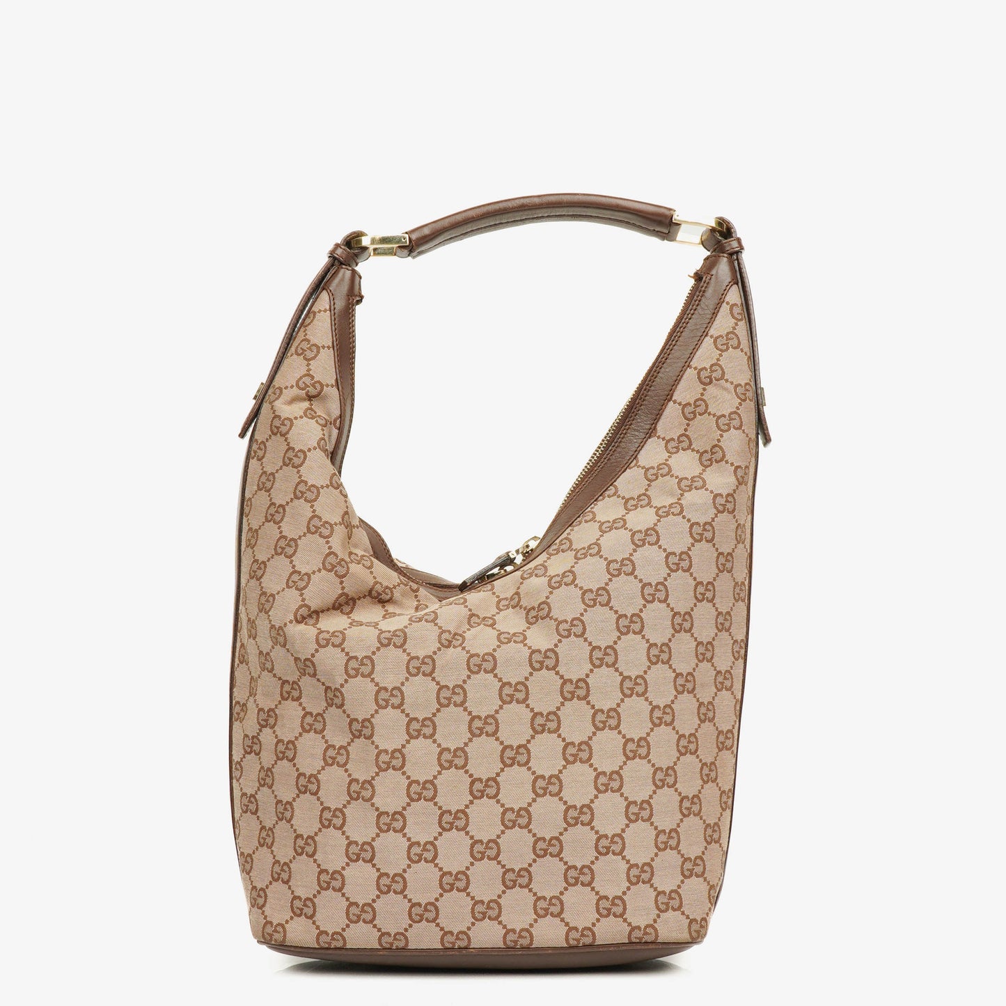 Gucci Monogram Canvas and Leather Hobo Shoulder Bag