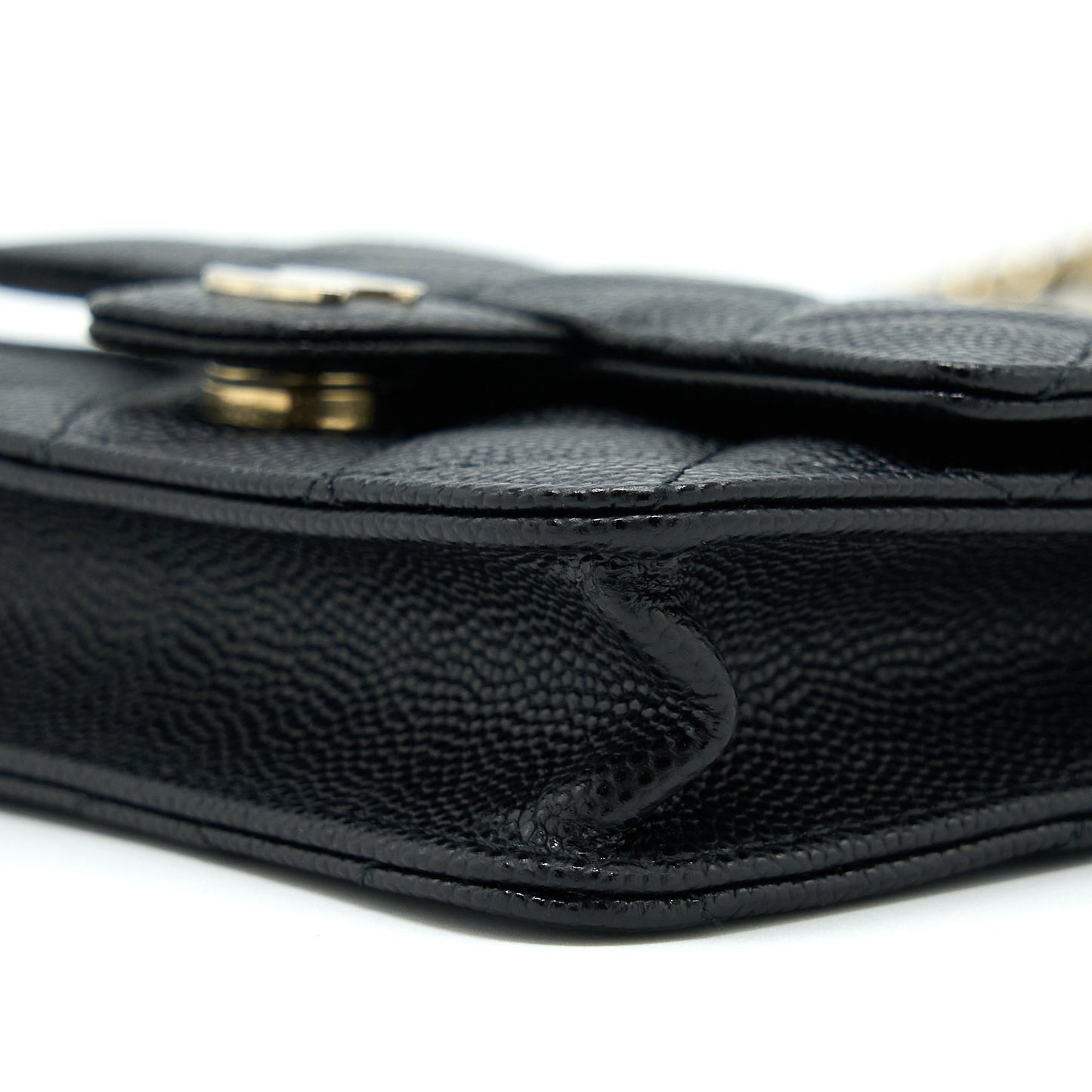 Chanel Mini Flap Card Holder With Chain Caviar Black L