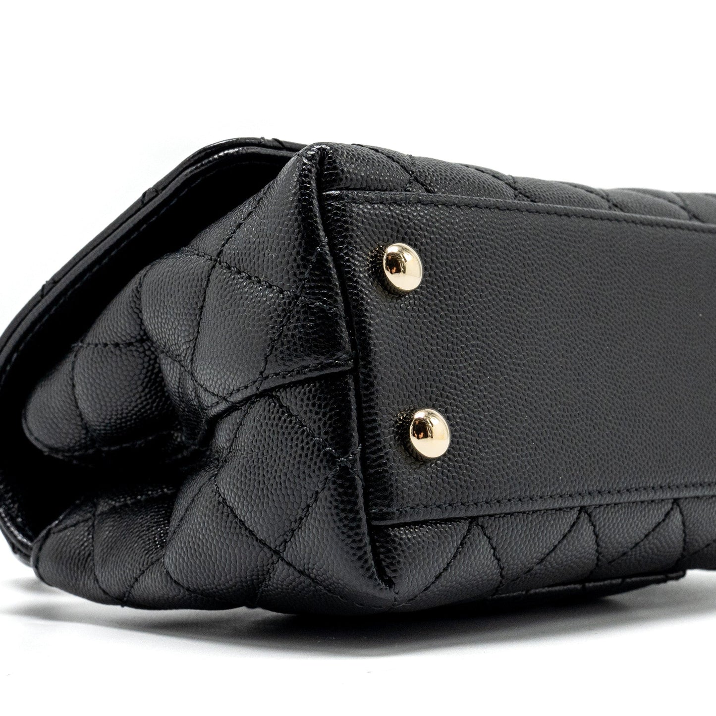 Chanel Mini Coco Handle with Lizard Embossed Handle Caviar Black L (microchip)