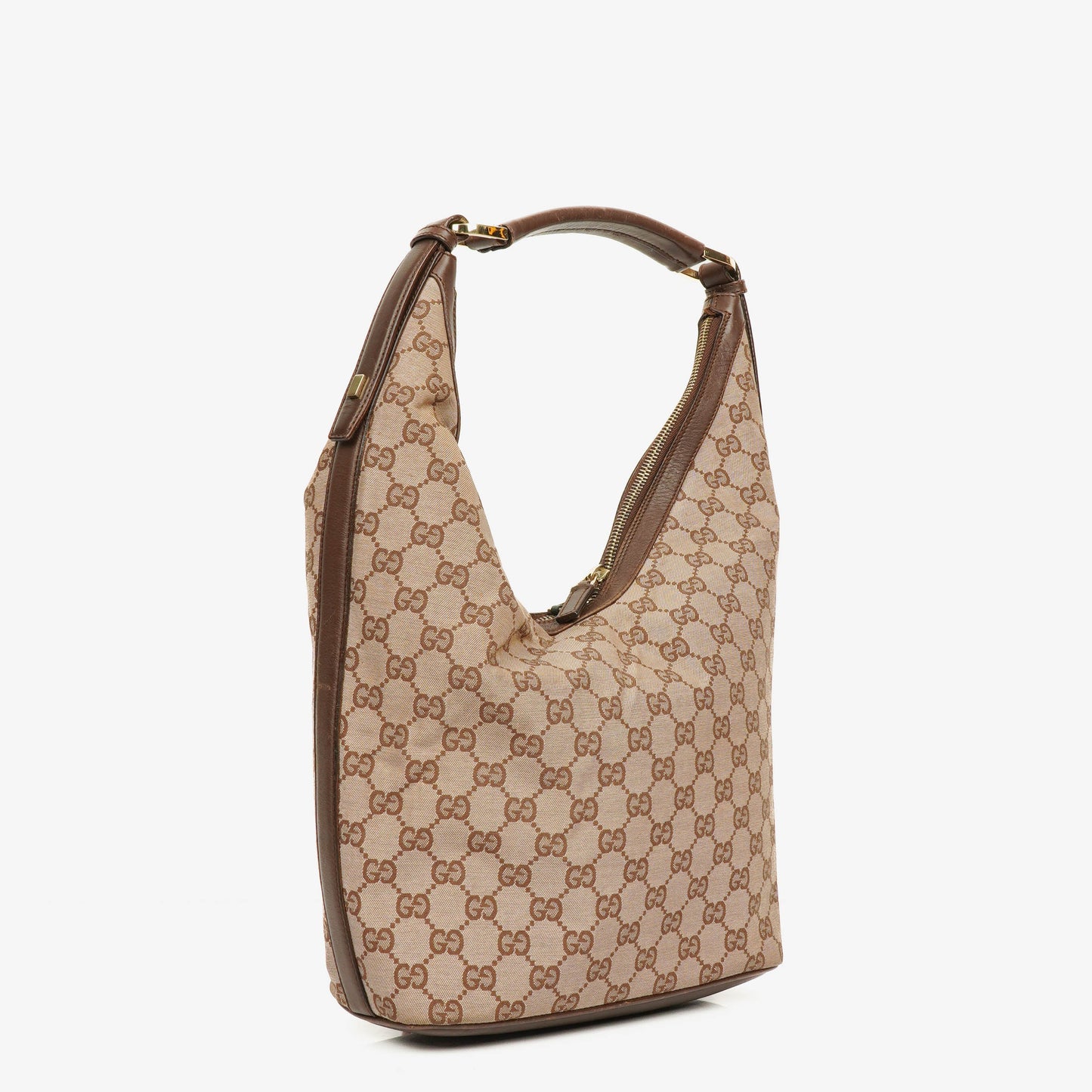 Gucci Monogram Canvas and Leather Hobo Shoulder Bag