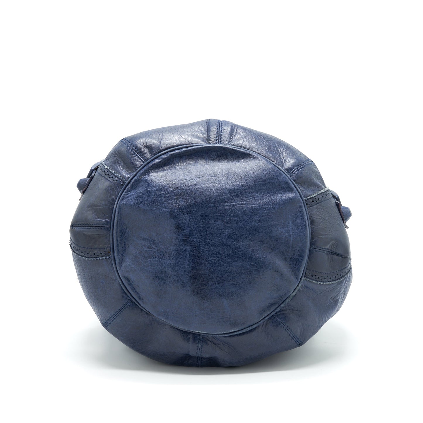 Balenciaga Giant Pompon Bucket Purse Navy