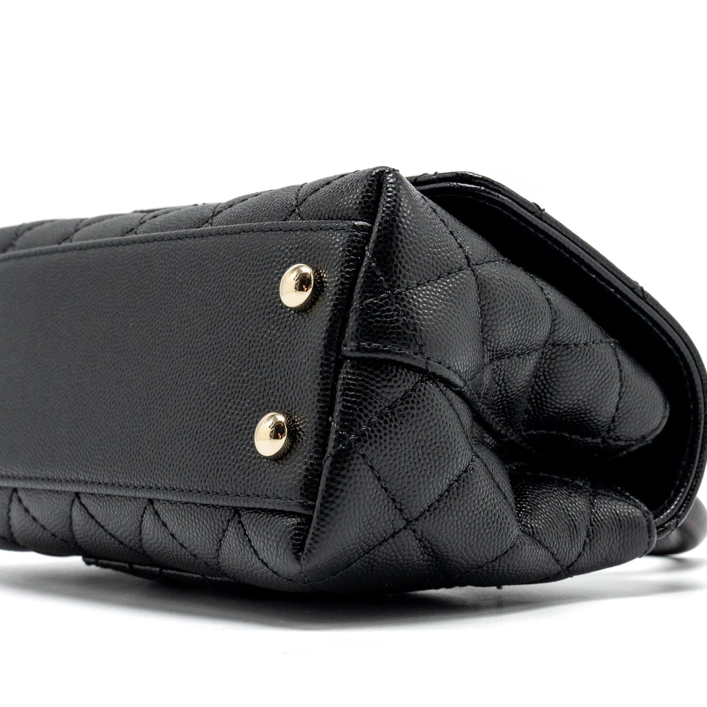 Chanel Mini Coco Handle with Lizard Embossed Handle Caviar Black L (microchip)