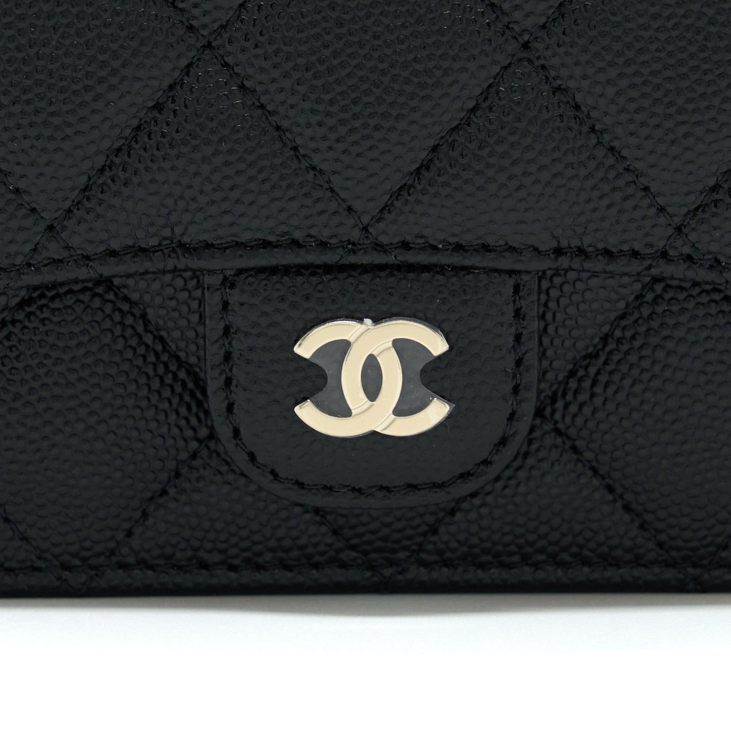 Chanel Mini Flap Card Holder With Chain Caviar Black L